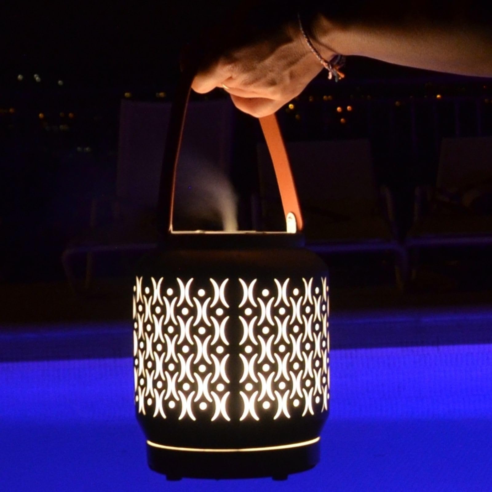 Zen’Arôme Diffuseur Ultrasonique sans Fil Madrid, Batterie Rechargeable Intégrée Autonomie 10h, Diffuseur Huile Essentielle Nomade, Diffusion Continue ou par Alternance, Éclairage LED Personnalisable