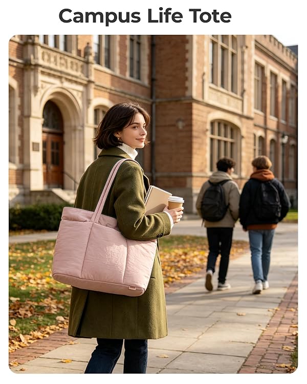 BAGSMART Puffer Tote Bag for Women, Expandable Teacher Handbag w/Pouch by BAGSMART - Used condition - Image 3