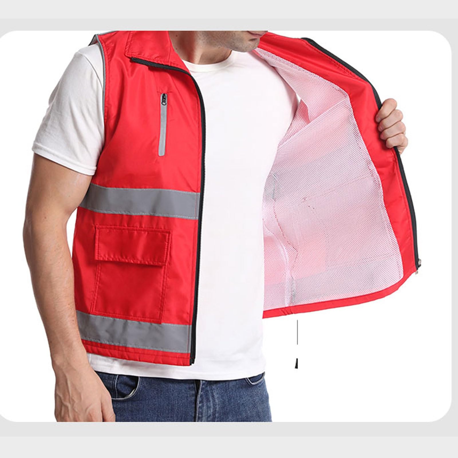 Chaleco reflectante de alta visibilidad, Chaleco de alta visibilidad, poliéster reflectante unisex multicolor múltiples tamaños