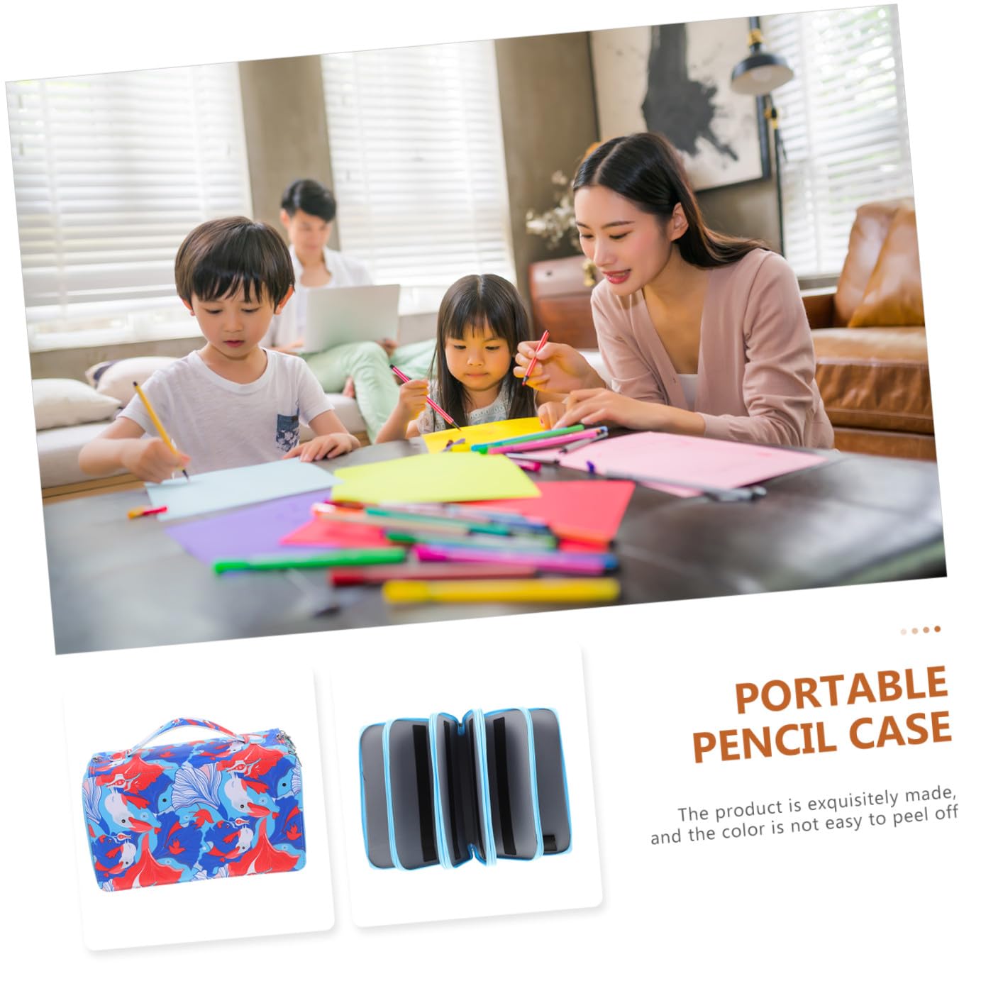 Astuccio Portapenne Multistrato Manico, Grande Capacità 300 Fori, Organizzatore Portatile per Cancelleria e Matite da Disegno, Astuccio per Penna Cerniera per Uso Scolastico e