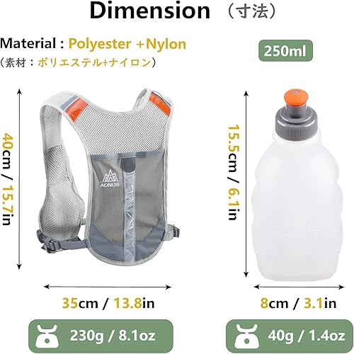 Miniatura 2 de JEELAD Hydration Running Vest Backpack 5L for Men Women Jogging Hiking Marathon Racing Cycling Outdoor