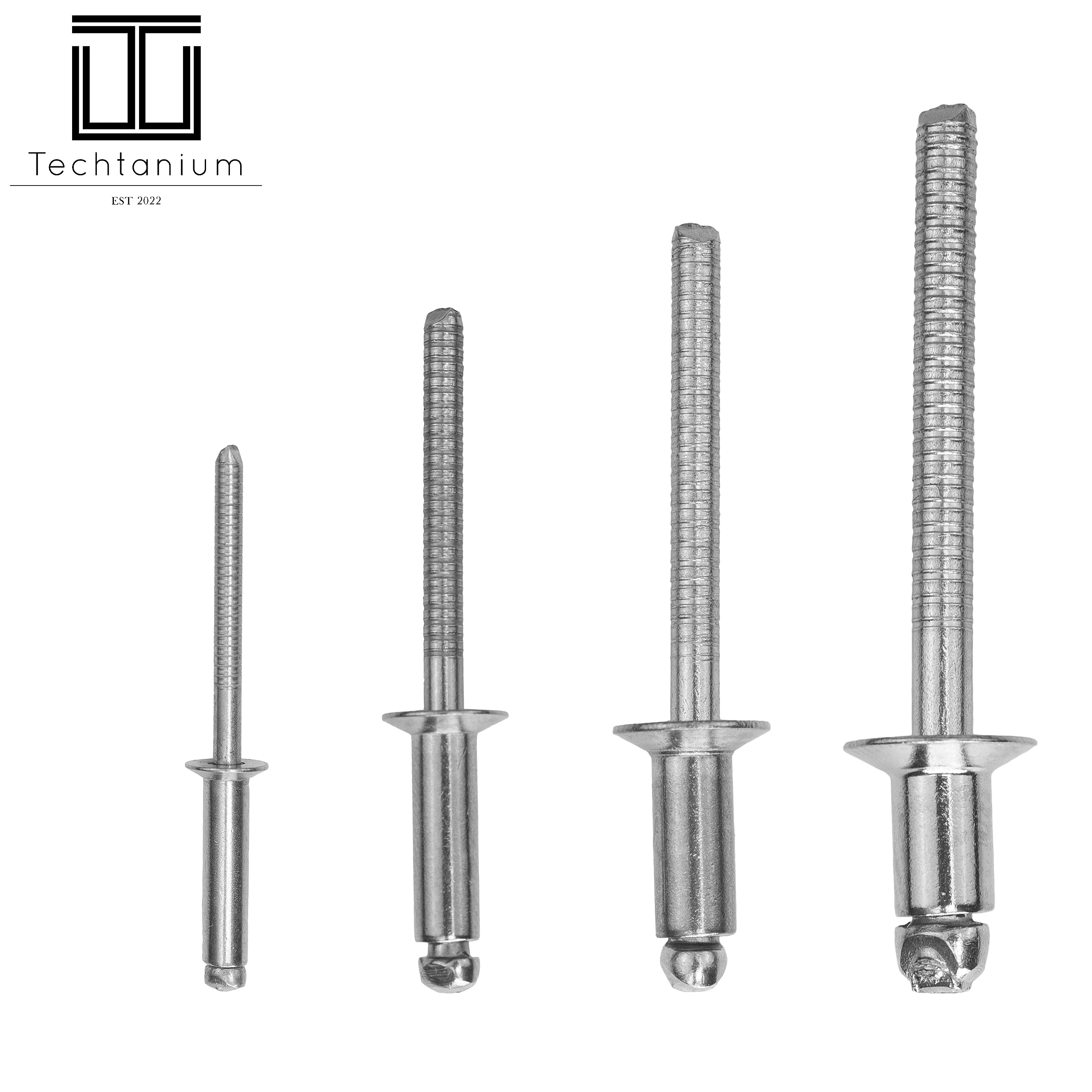 50 Stück Blindnieten 4,8 x 10 mm Senkkopf V2A | DIN 7337 | Popnieten | Zugdornnieten | Techtanium