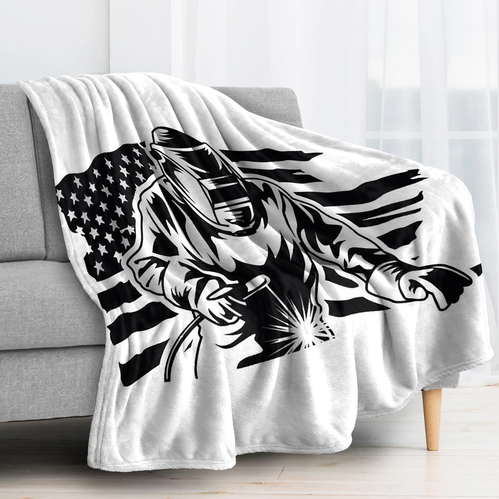 Plaid couverture drapeau américain ultra chaud et doux pour grand canapé