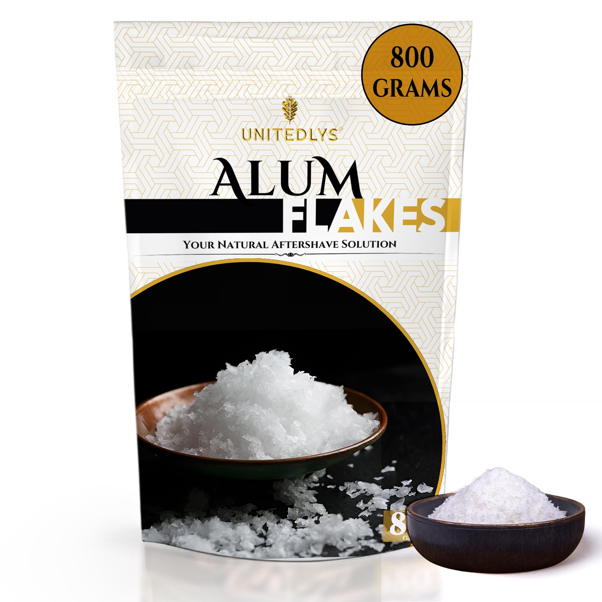 UNITEDLYS Organic Phitkari Alum Stone Flakes 800G | Fitkari Stone for Skin Tightening, Water Purification, Shaving | Premium White Crystals Fitkiri Alum Flakes | Gentle & Effective