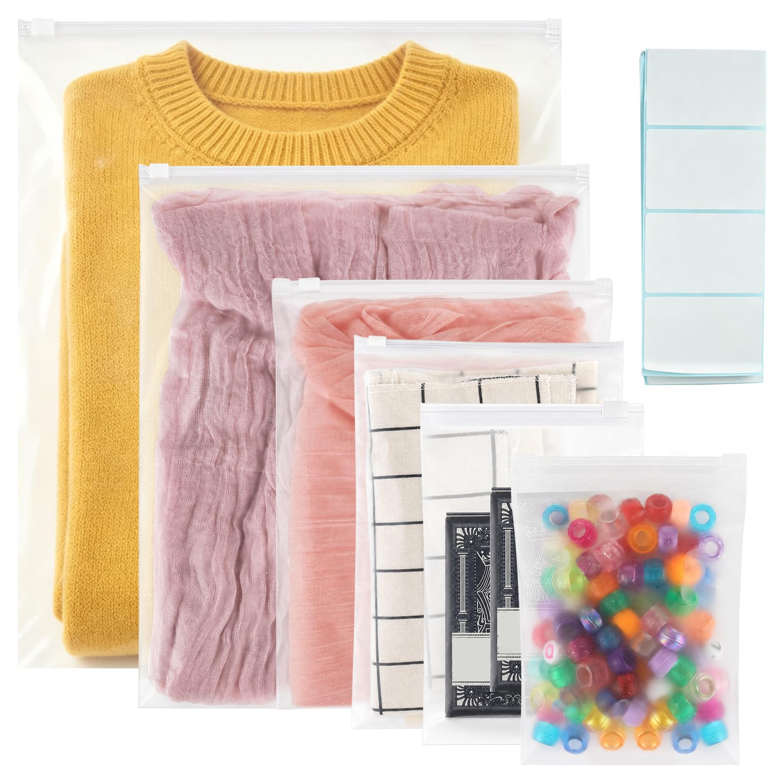 63 PCs 6 Sizes Zip Lock Bags,Hospital Bag Organiser Pouches, ziplock bags