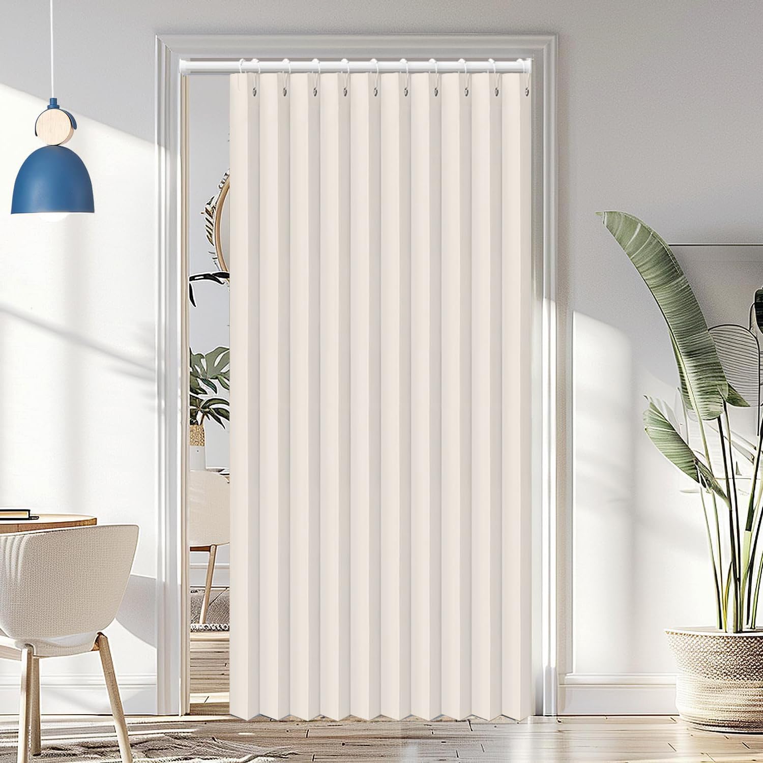 Custom privacy folding door curtains, blackout magnetic door curtains for room dividers, bathrooms, studios and bedrooms-Beige- W130xH200cm