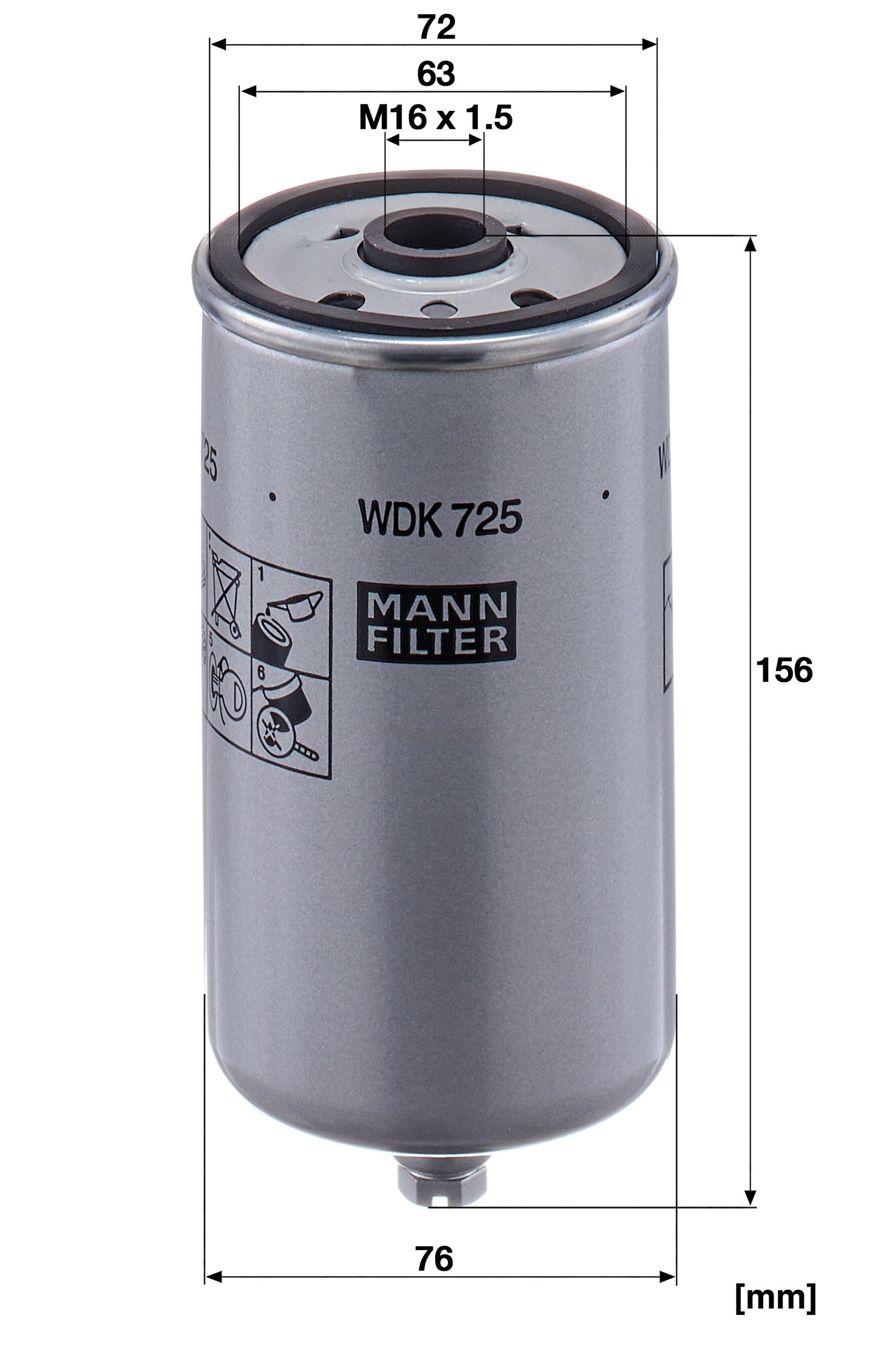MANN-FILTER WDK 725 Filtre à carburant - pour Poids-lourds + Autobus (Lot de 2)