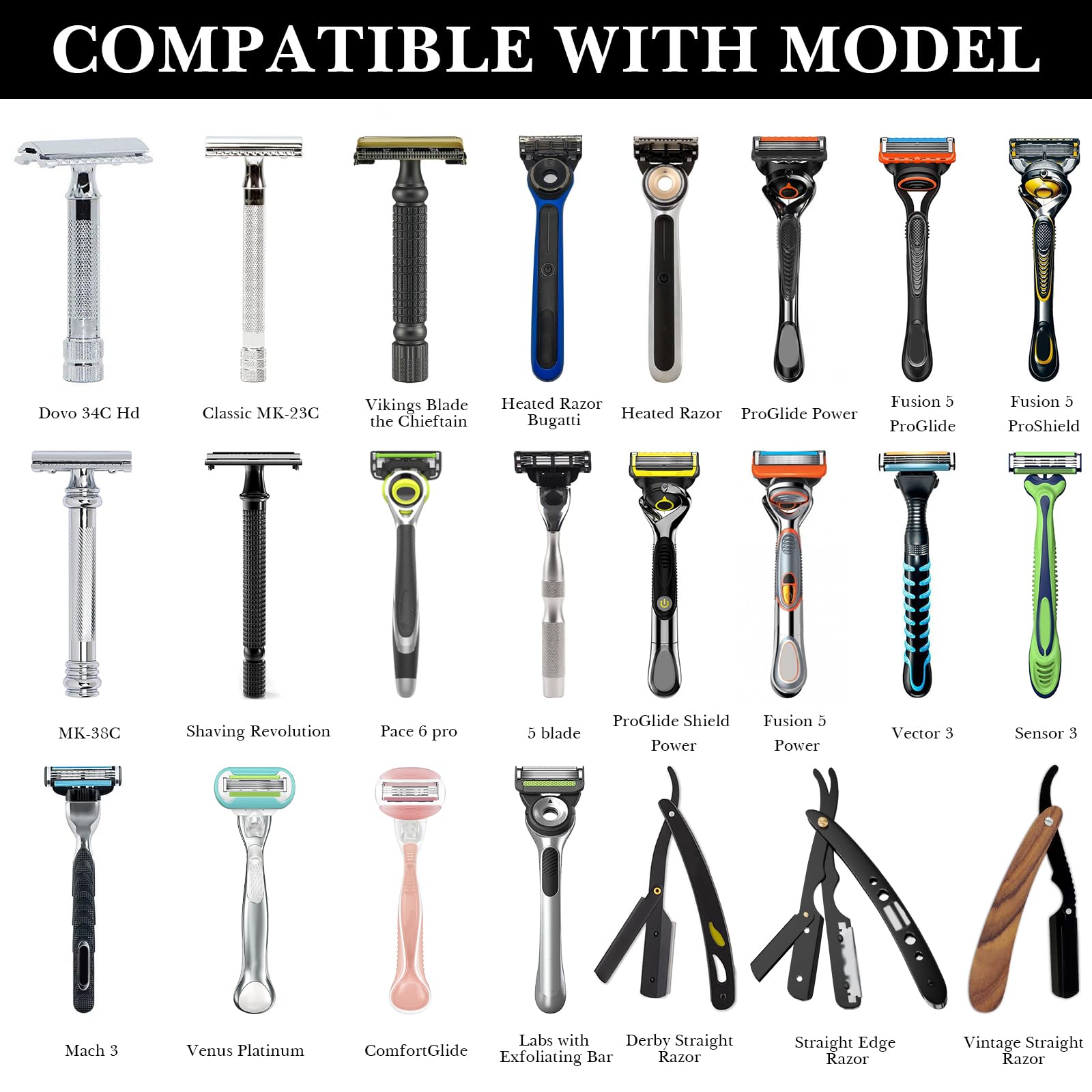 Linkidea Custodia portatile per rasoi da uomo con bordo dritto, compatibile con Fusion 5 ProGlide, Mach 3 e altri rasoi simili (marrone)