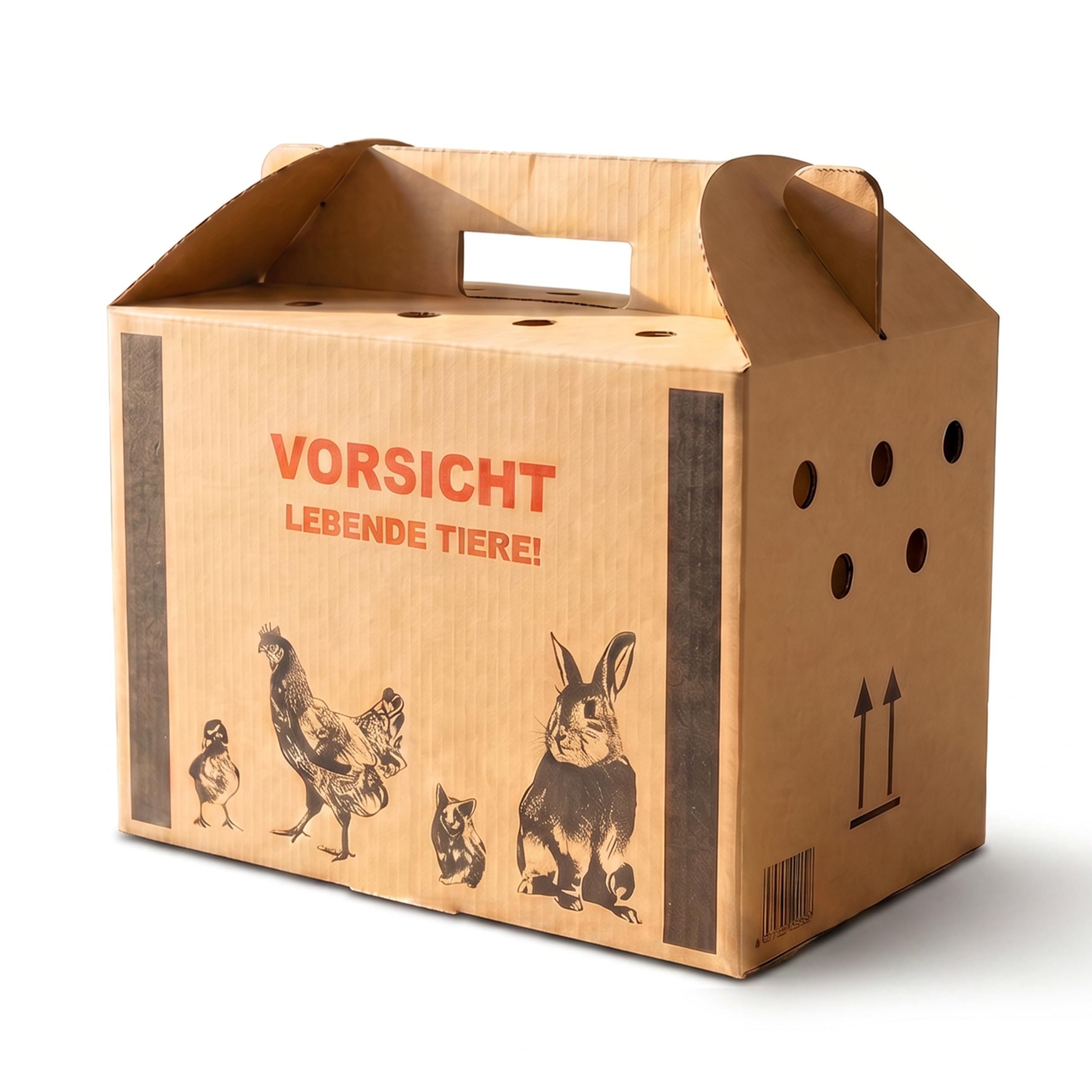 Transportkarton für Tiere Tiertransportkarton für Kleintiere - Geflügeltransportkiste - Hasen Transportbox - Hühnertransportbox - Transportbox Vogel - 580 x 309 x 369 mm (L) - 10 Stück