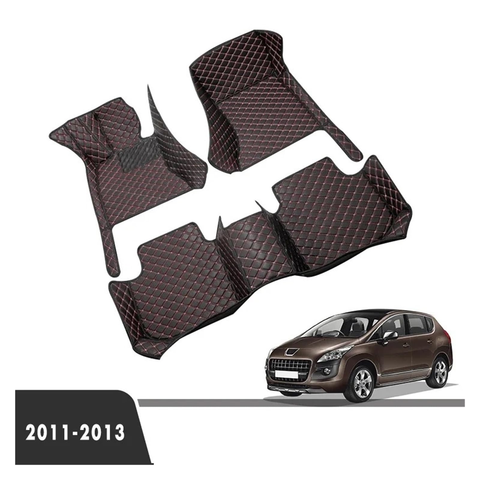 Auto Fussmatte Für Peugeot 3008 2011-2013 Auto Fußmatten Künstliche Leder wasserdichte Innen Zubehör Fuß Pads Teppiche