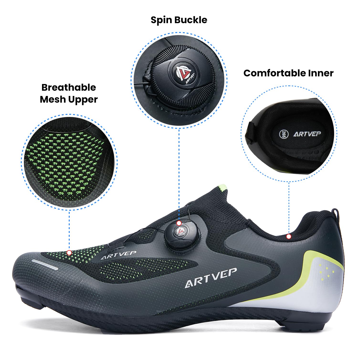 Scarp da Ciclismo Leggere Uomo Scarpe Bicicletta Strada Donna compatibili KEO Pedale Unisex Scarpe Bicicletta Ventilate Compatibile Installazione SPDSL & Peloton Bike Cleats