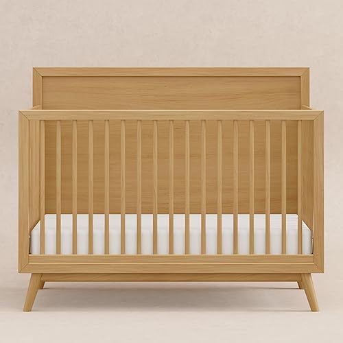 Miniatura 2 de Babyletto Palma 4 en 1 Cuna convertible en blanco cálido con nogal natural certificado Greenguard Gold