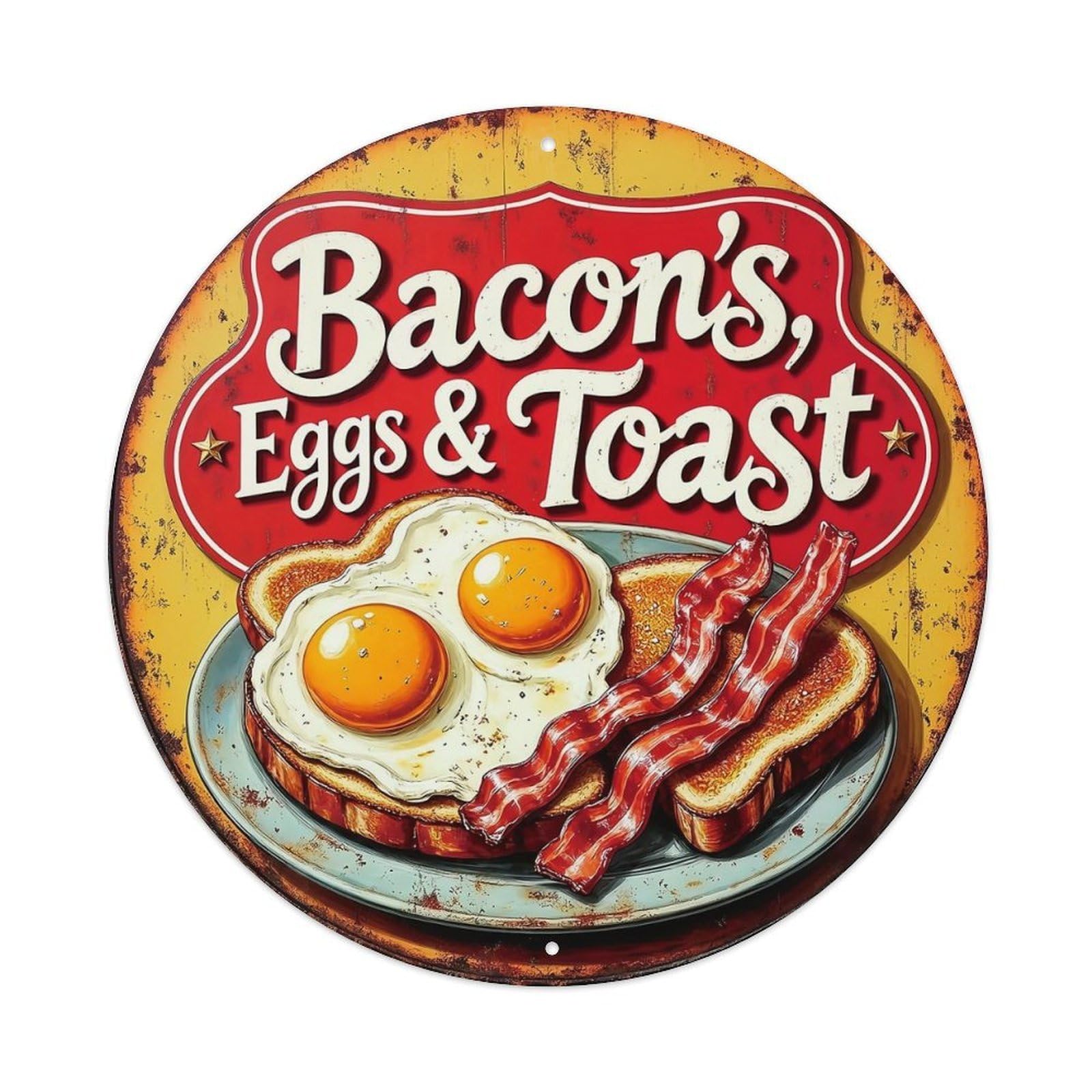 Bacon Eggs Toast Plate Sign Metal Tin Sign Plaque