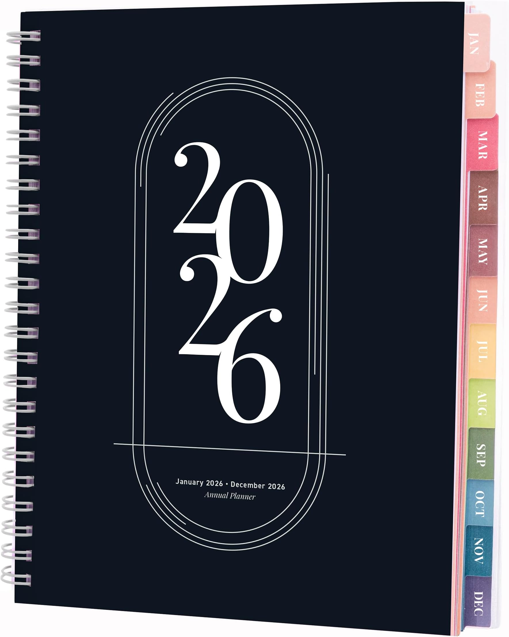 Rileys 2026 Planner, Agenda Planner With Weekly And Monthly View, Daily Agenda Book And Yearly Planners Calendar Book, Spiral Bound With Tabs, Notes, Goals And Holidays (Black, 8 x 6 in)