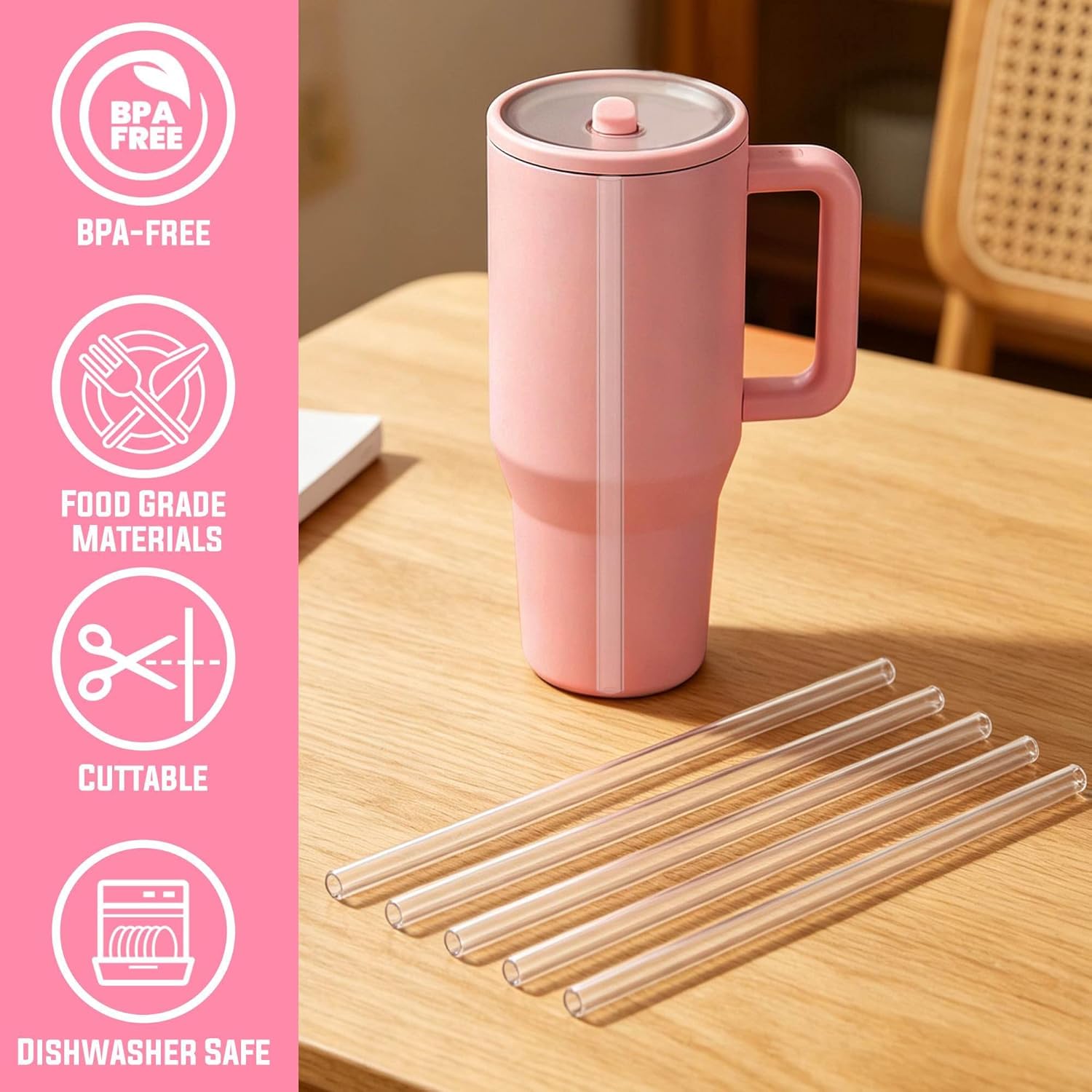 6 Pack Replacement Clear Straw for HydroJug Traveler 40 oz