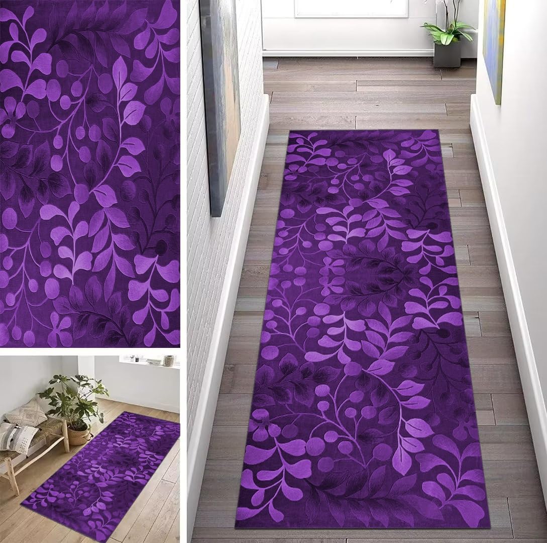 Tapis de couloir, cuisine, lavable, antidérapant, 100 x 150 cm, violet, long, tapis de cuisine, couloir, salon, chambre à coucher, vendu au mètre, personnalisable