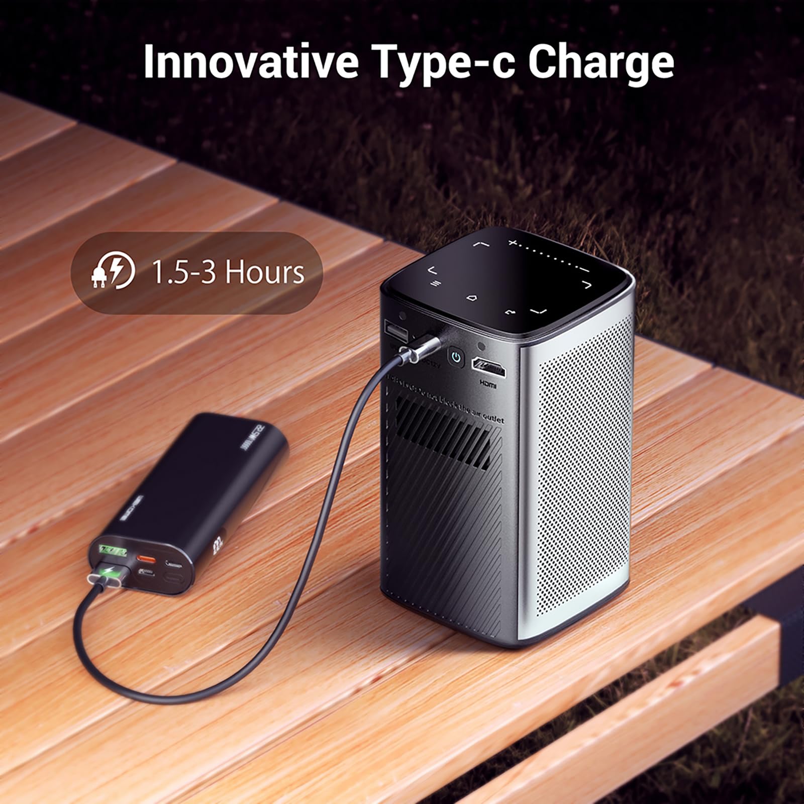 BYINTEK P70 Mini Proiettore 3D Corpo in Metallo, HD LED Wifi Proiettore Portatile Alimentato a Batteria, Supporta 1080P 4K, Sistema Operativo Android 9.0, Display Wireless, con Custodia e Treppiede