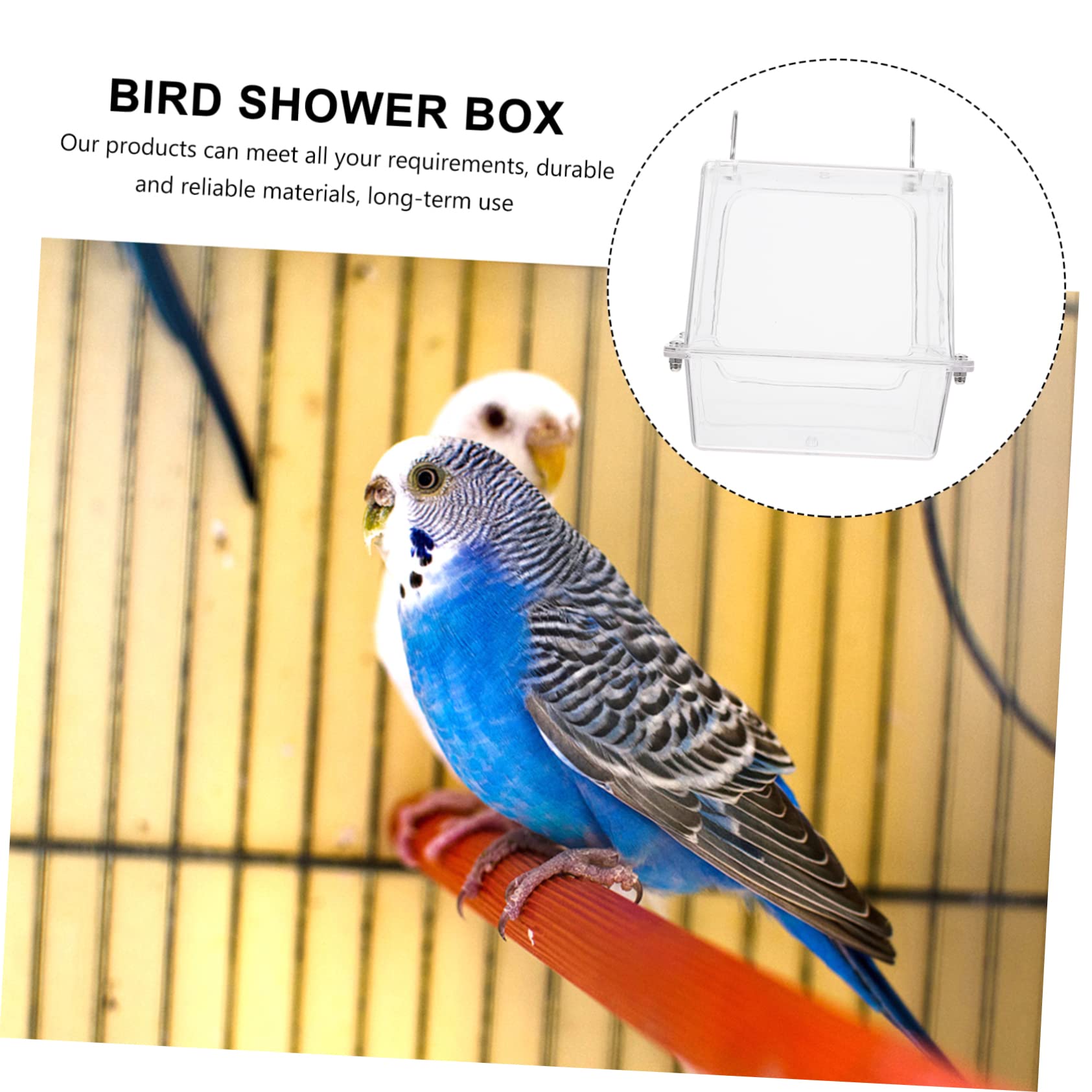 TOYANDONA Acryl Vogelbadewanne zum Aufhängen für Käfig, Auslaufsicher | Papageien Duschbox, Hänge Design, für Papagei und Vogel, Kompakte Käfiglösung