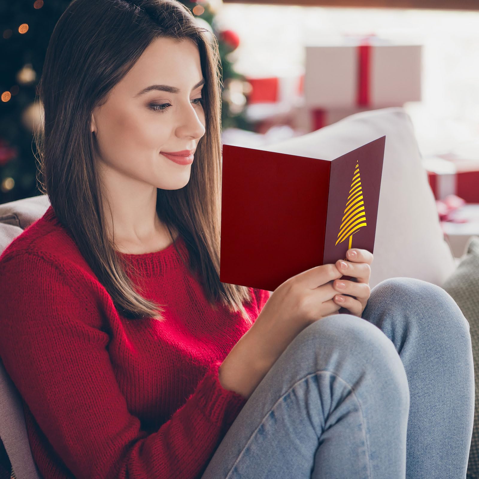 Cholemy 100 tarjetas de Feliz Navidad en caja con sobres, tarjetas navideñas de 5.5 x 4 pulgadas, tarjeta de felicitación de Navidad con impresión de lámina dorada, regalo de Navidad para amigos,