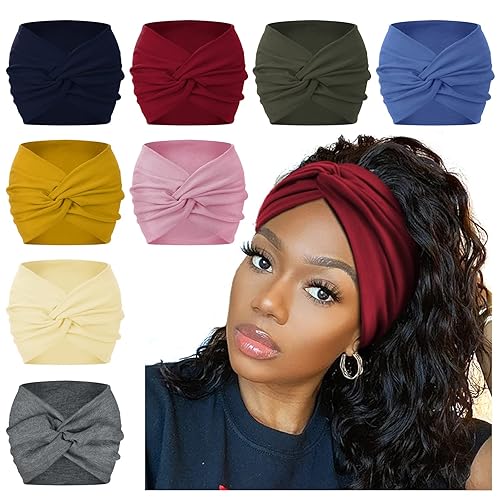 AKTVSHOW Diademas de 7 pulgadas de ancho para mujer, diadema de entrenamiento de turbante extra grande, bandas de yoga para el cabello, accesorios
