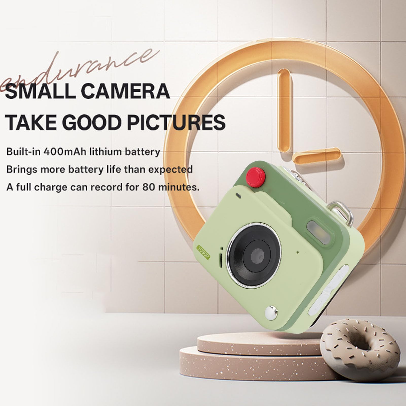 Petite Caméra Numérique pour la Photographie, 1080p 48MP Camera Compact Vlogging avec écran de 1,77 Pouce OTG Partage de Caméscope de Trousseau (Green)