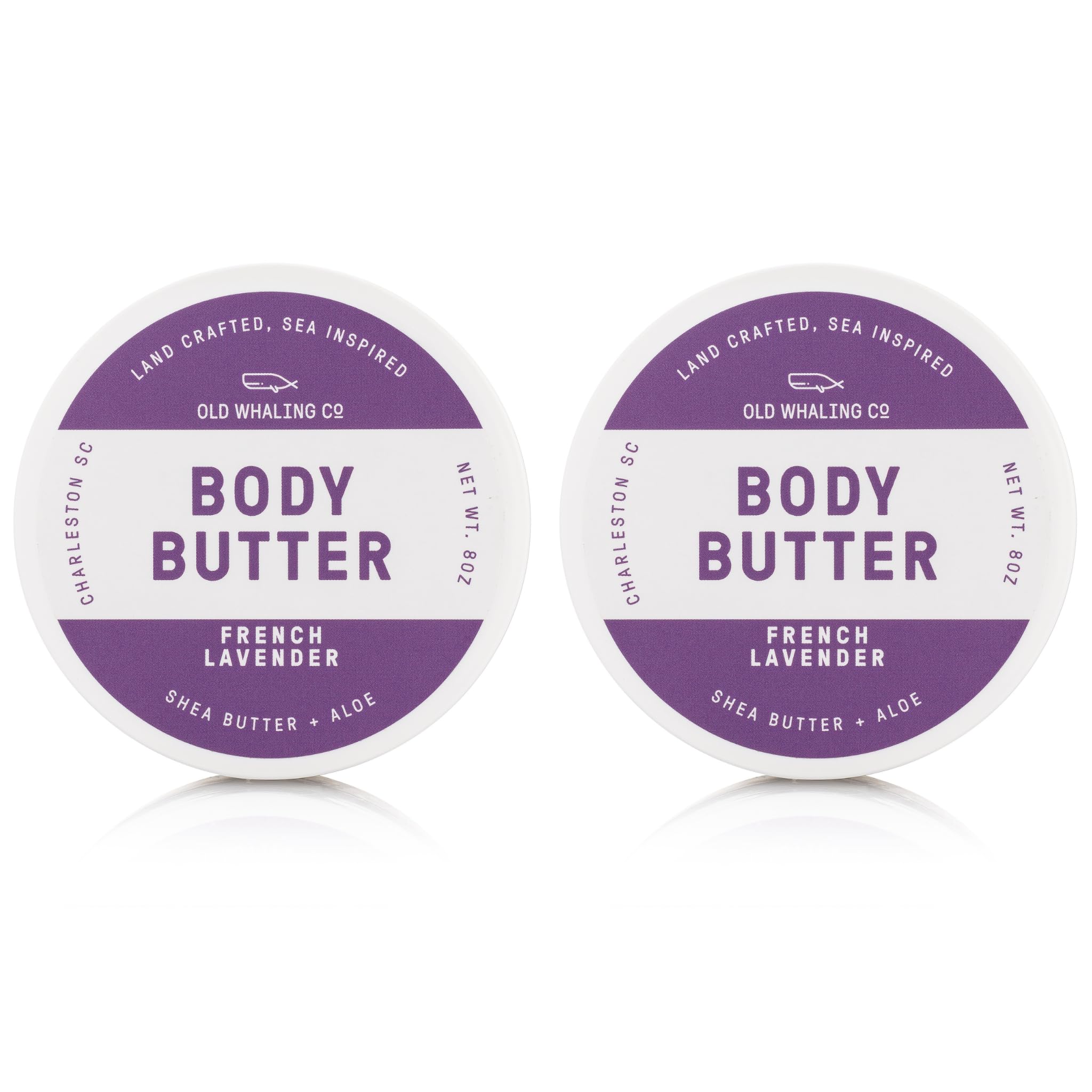 Old Whaling Co French Lavender Body Butter 2 Pack – Nourishing Cream with Shea Butter, Aloe and Sunflower Oil – Relaxing Lavender Scent, 8oz Jars, Set of 2
