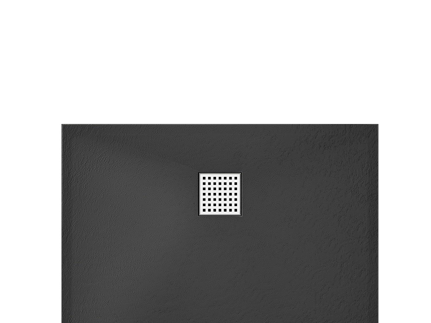 Vente-unique - Receveur de douche extra plat à poser ou à encastrer recoupable en résine SMC - Noir - 140 x 90 cm - MIRNOSA