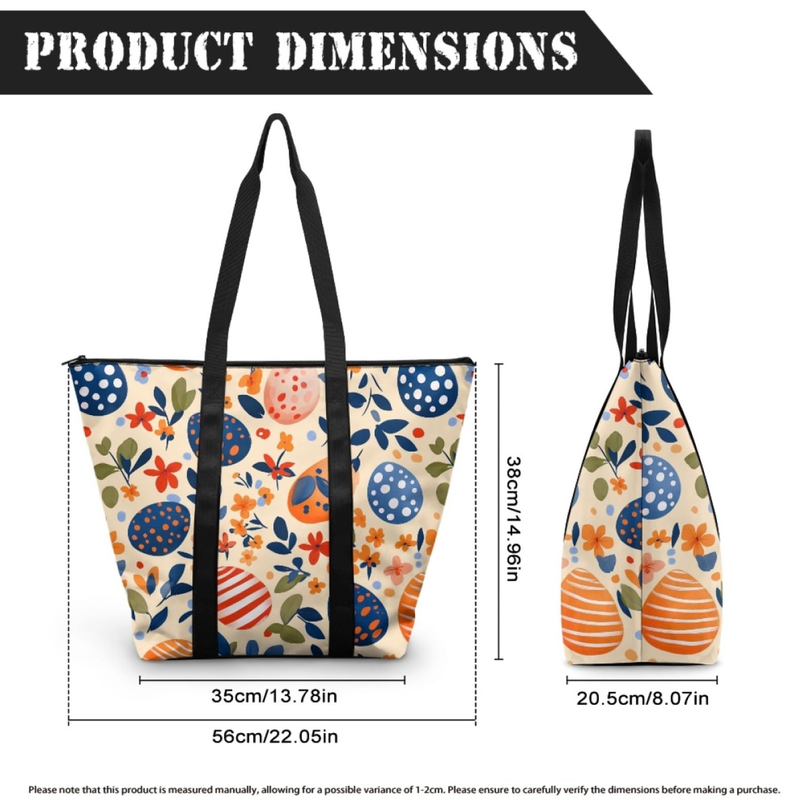 Tote Bag Tela Bolsa Tela Poliéster Bolsa Compra Plegable Bolso de Mano de Mujer Reutilizable Totebag Playa Cremallera Duradero Bolso Viaje