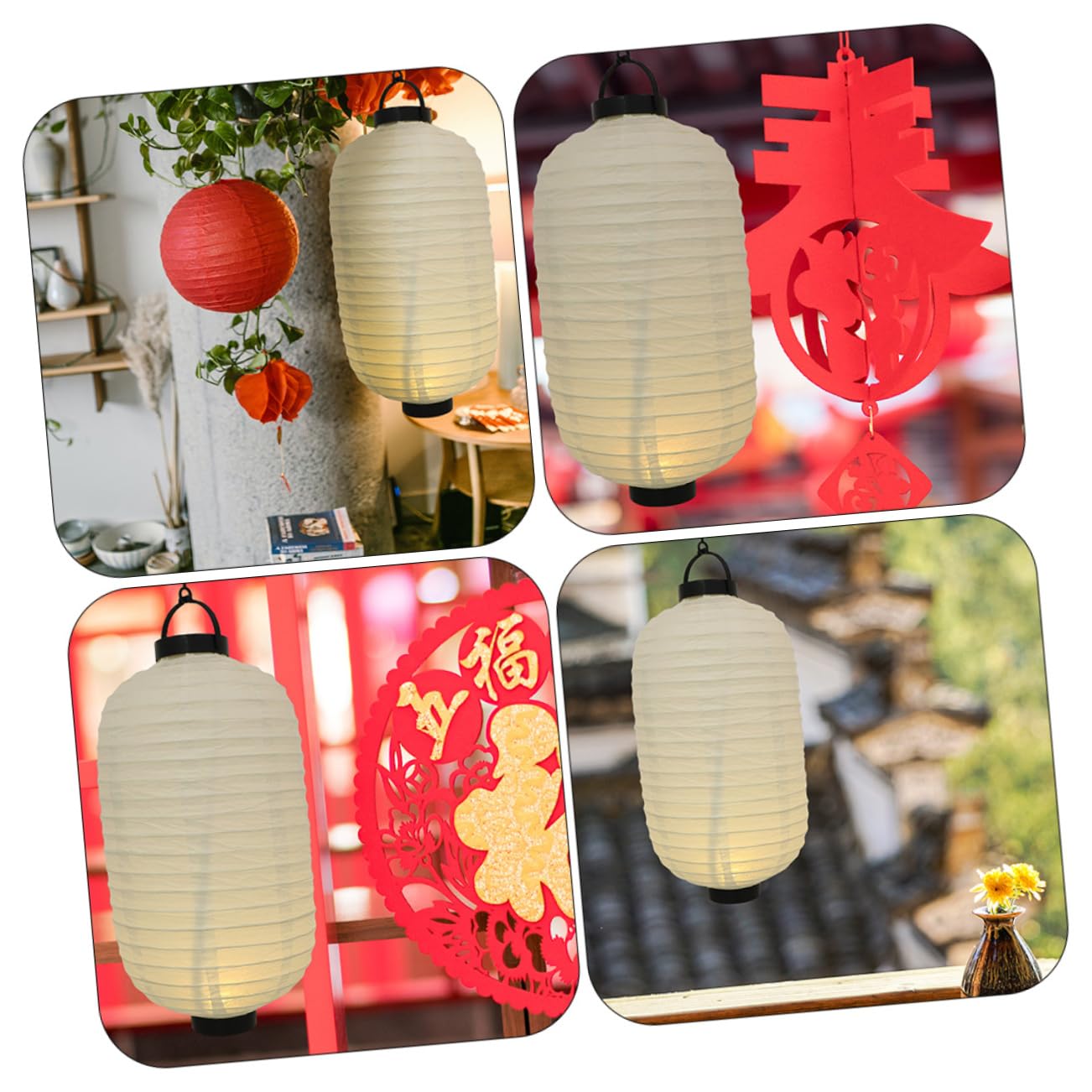 jojofuny Lanterne di Carta Giapponesi LED Riutilizzabili Bianche 2 Pezzi Luce Decorativa Ricaricabile per Decorazioni in Centri Commerciali e Altri Ambienti
