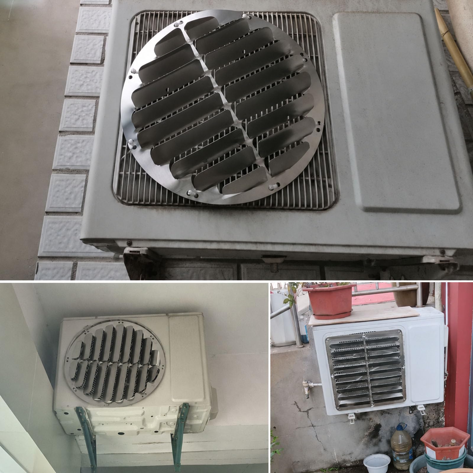 Deflettore Flusso Aria AC Esterno Copertura Guida Vento per Climatizzatore Split in Acciaio Inox Adatto per Prese d'Aria Rotonde e Quadrate Round 46cm-18.1in