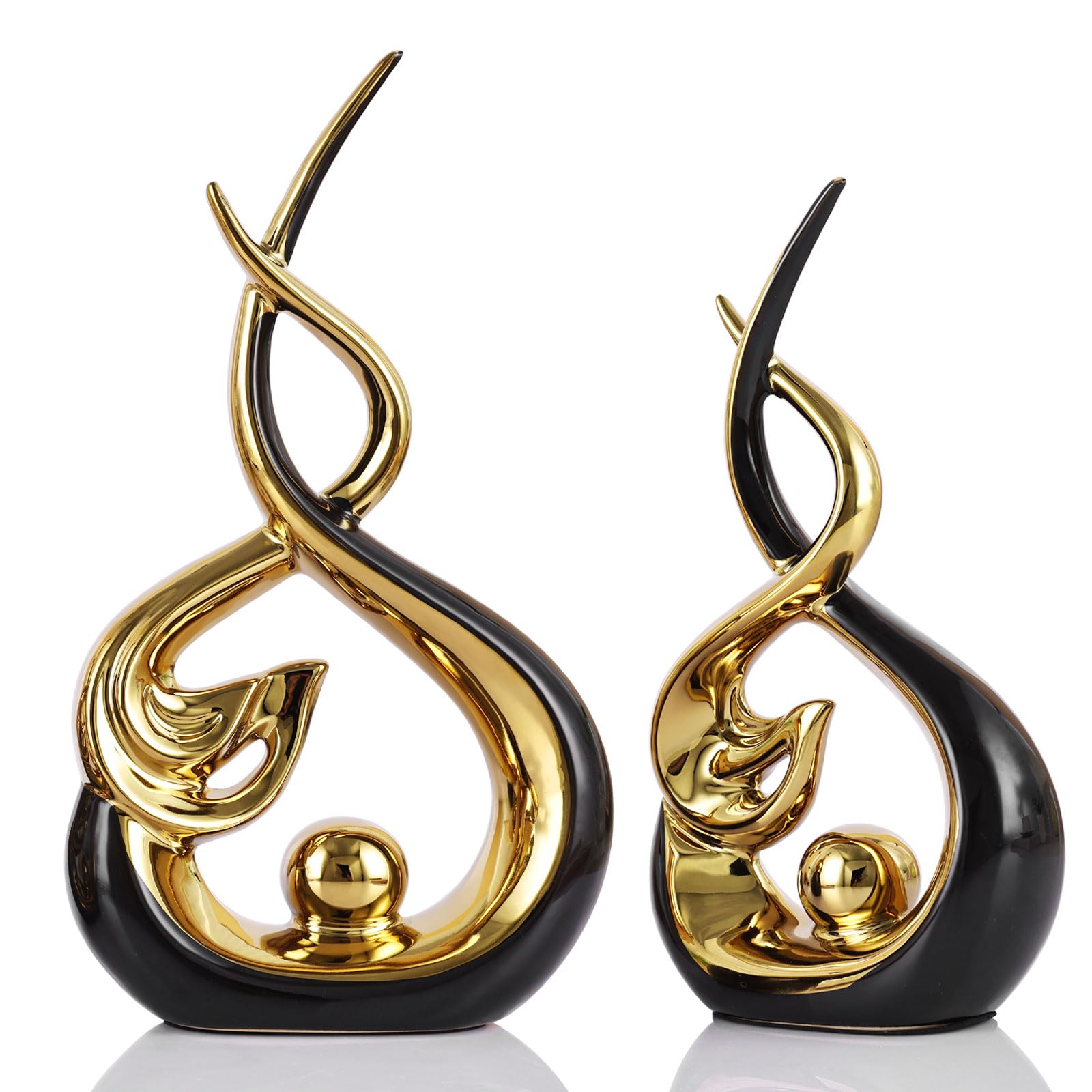 QIANLING Escultura abstracta (negro y dorado)