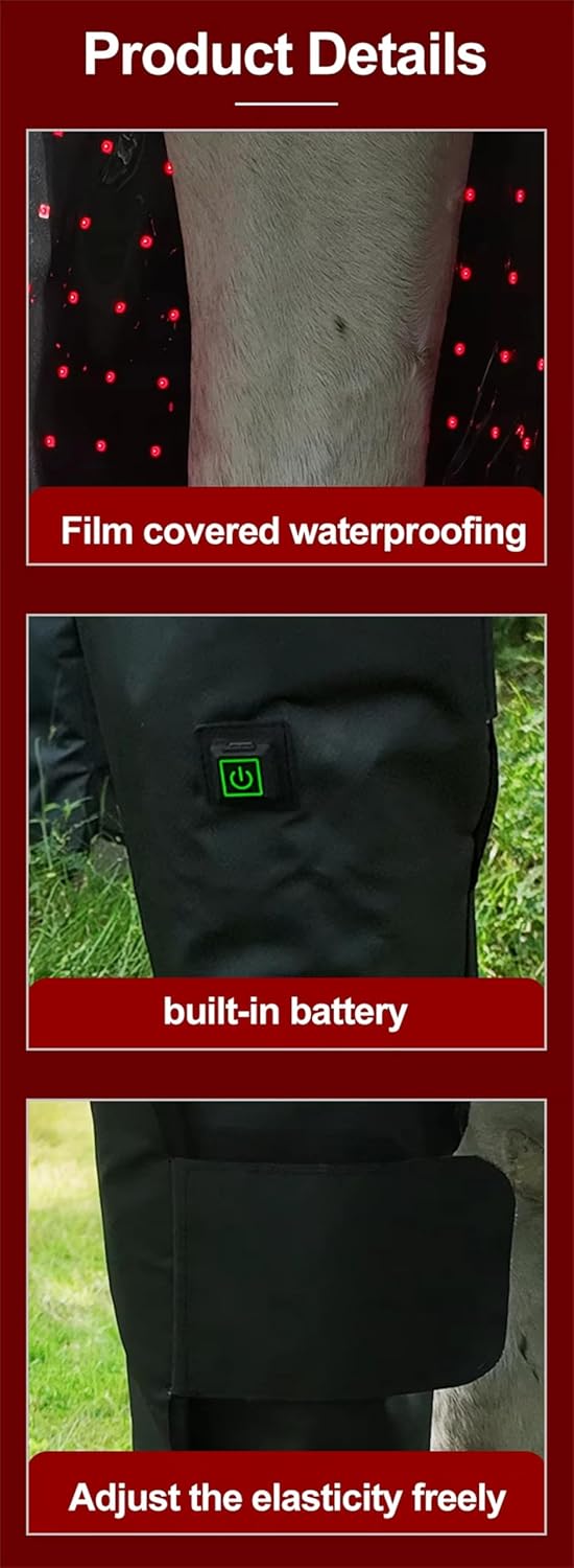 Red Light Therapy for Horses Legs Stifle Pain, 660+850nm Near Infrared Light Wraps with Rechargeable Battery, for Equine Front/Hind Legs Front Leg 2pcs