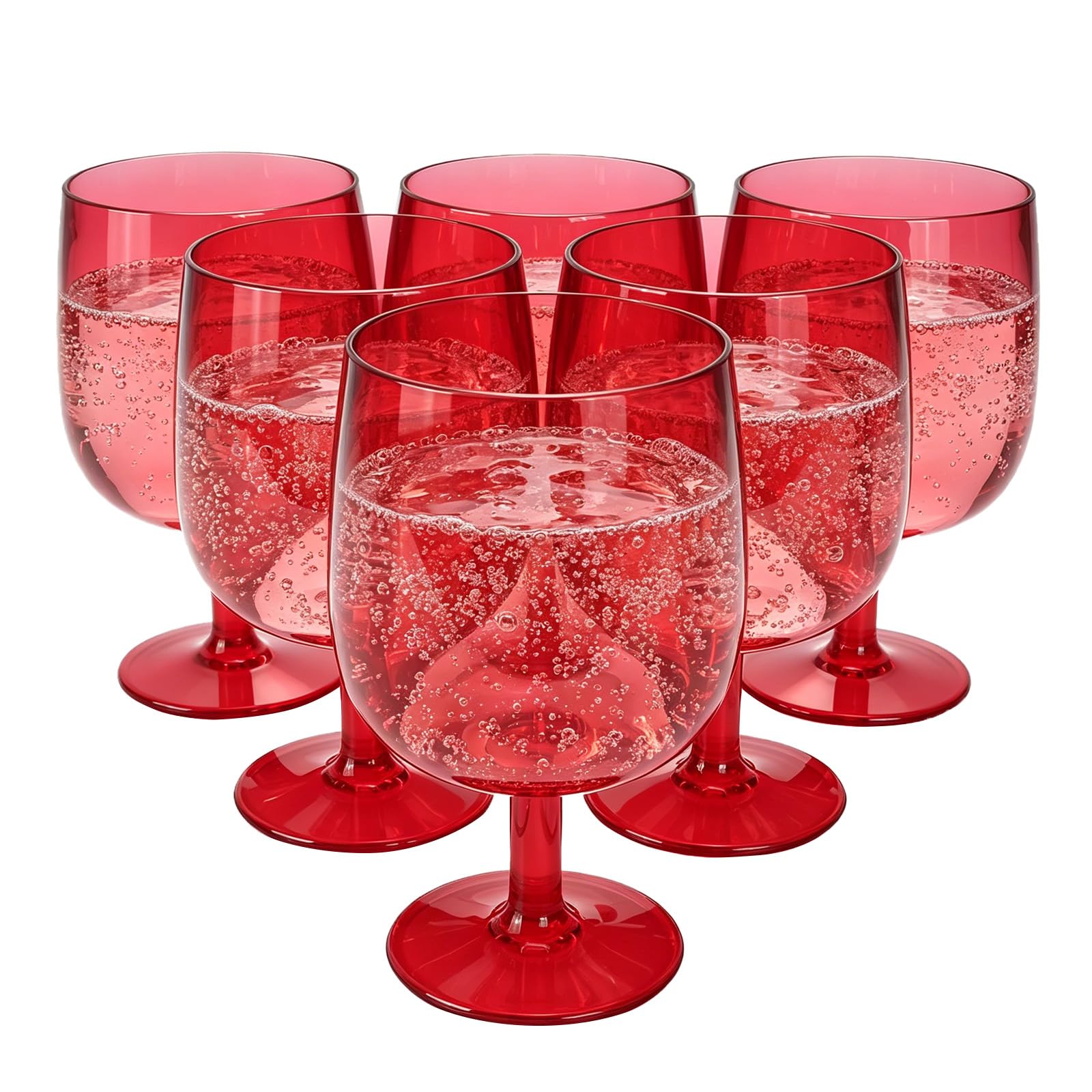 Lot de 6 gobelets empilables en acrylique - 355 ml - Gobelets incassables - Sans BPA - 14 cm de haut x 7,6 cm de diamètre - Pour une utilisation en intérieur et en extérieur (rouge)