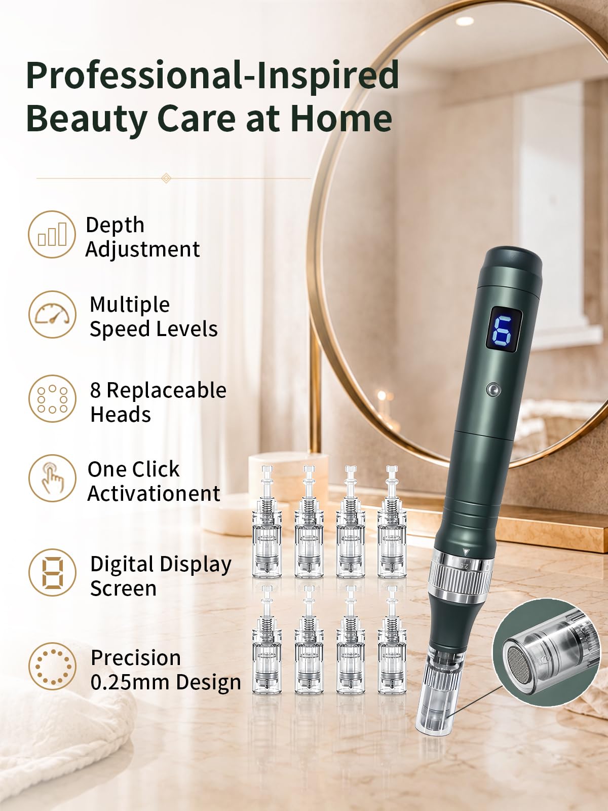 0.25mm Skin Roller Pen for Women & Men, Home Use Facial Beauty Tool