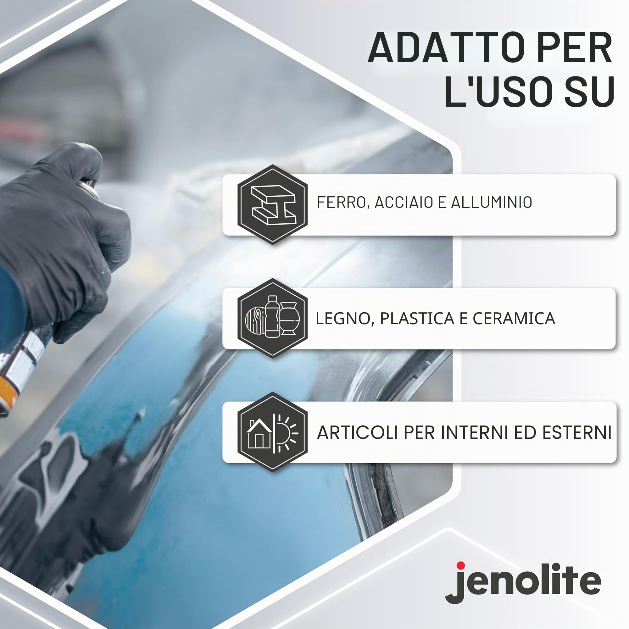 JENOLITE Directorust Vernice Satinata | VERDE SALVIA | Vernice spray multisuperficie | Per l'uso su aperture in legno, metallo, plaspa, ceramiche e arrugginite | 3 x 400 ml (RAL 7494C)