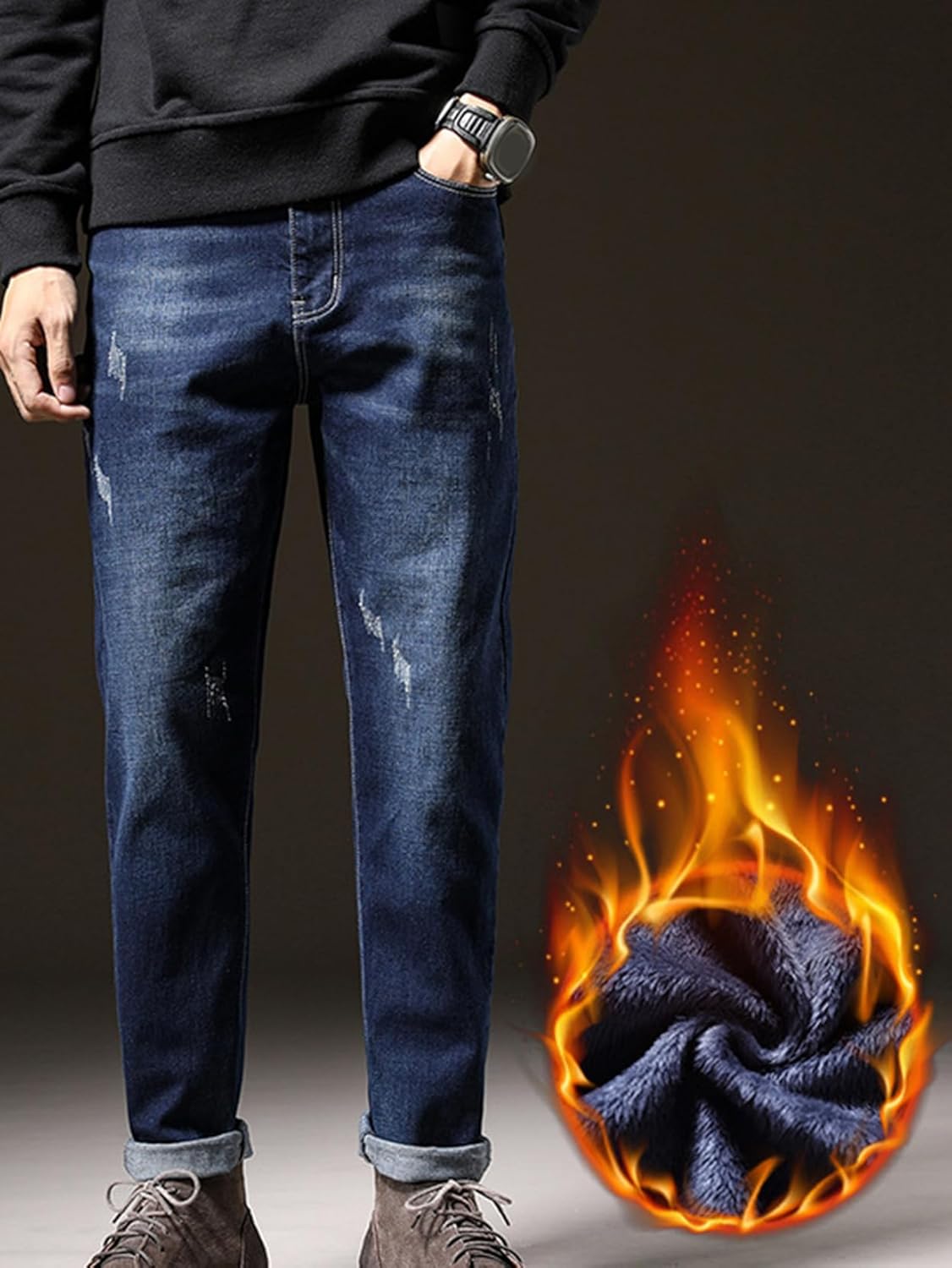 [lsjdln] 裏起毛 ジーパン メンズ パンツ ストレッチ 防寒 秋冬 デニムパンツ 暖パン 裏フリース 暖かい ジーンズ キャ