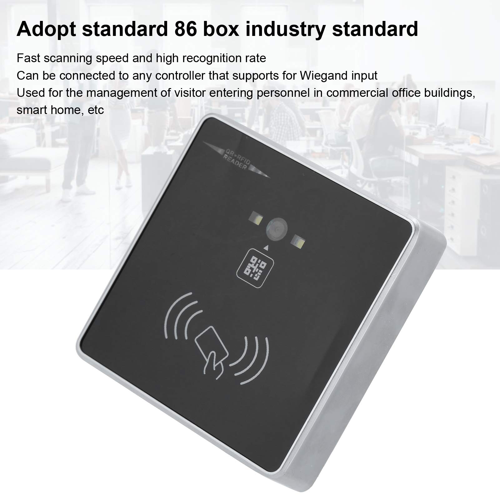 Lector RFID, Lector de Tarjetas RFID Código de Barras 2D QR Control de Acceso Rader de Tarjetas con Alta Velocidad de escaneo y Alta tasa de reconocimiento, para Wiegand TTL RS232 RS485(Tarjeta ID)