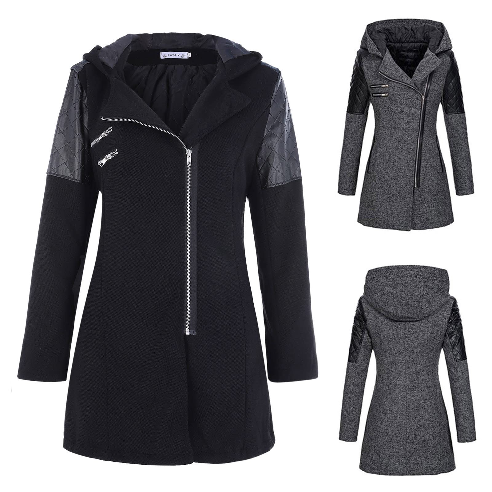 MJGkhiy Trench Donna Invernale Lungo Giacca Blazer Leggero Giubbini Con Collo Giubbotto Di Lana Giaccone Tinta Unita Giacche Con Tasche Giubbotti Abbigliamento Donna Saldi