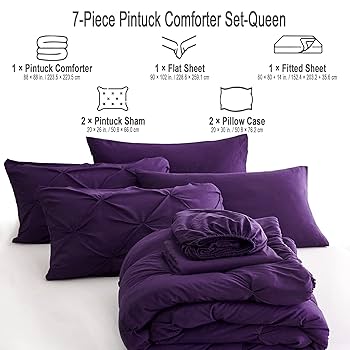 掛け布団 7点セット Purple パープル 海外クイーンサイズ Palmer Palmer Purple 7-Piece Comforter Set – Latest Bedding