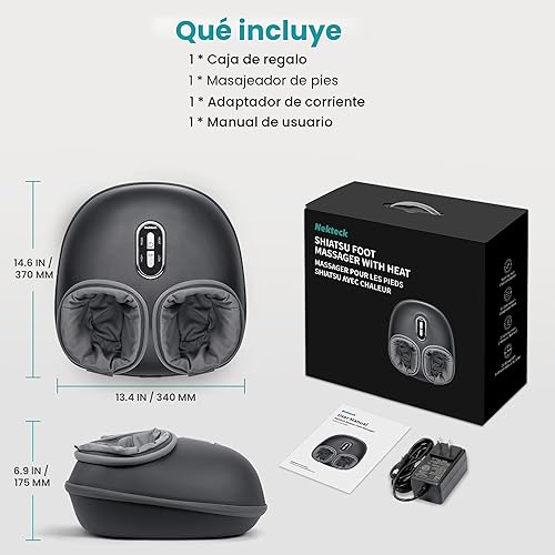 Miniatura 8 de Nekteck - Masajeador de pies Shiatsu con calor relajante, terapia de amasamiento profundo, compresión de aire, alivia el dolor de pies y mejora
