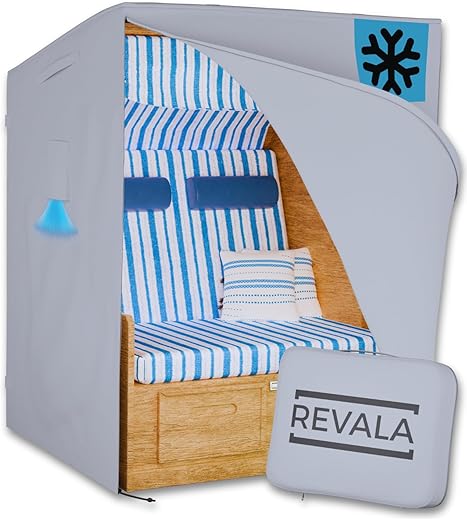 REVALA [120cm] Strandkorb Schutzhülle, Winterfest und UV Beständig, 600D Oxford Gewebe, Strandkorbhülle Wasserdicht, 120x80x160cm BxTxH, grau