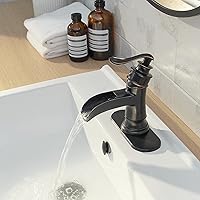 Vista 9 de grifo cascada monomando para el lavabo de baño, de un agujero, bronce, frotado con aceite