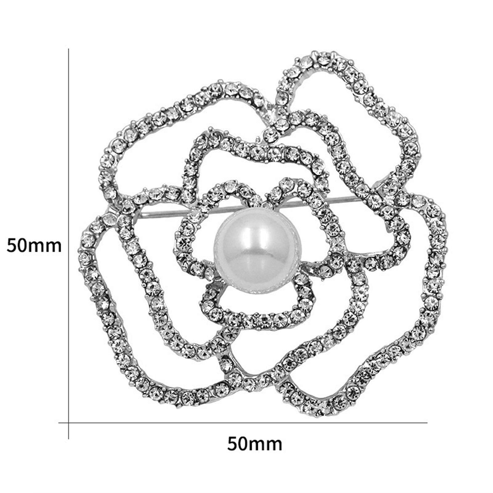 Brosche mit Kristall-Strasssteinen und künstlichen Perlen, Rosenblüten-Brosche, modisch für Damen