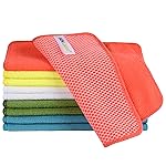 SINLAND Microfiber Dish Cloth for Washing Dishes Dish Rags Best Kitchen Washcloth Cleaning Cloths with Poly Scour Side 5 Color Assorted 7.87inchx7.87inch 10pack