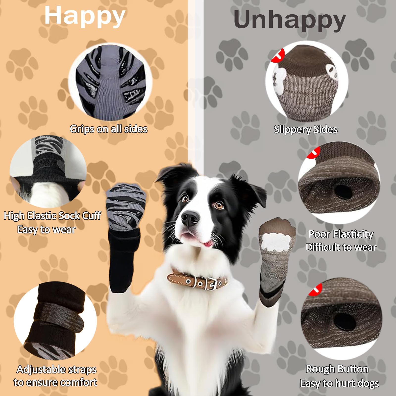 2 Paires Chaussettes Anti-léchage pour Chiens, Ensemble de pour Chiens Antidérapant, Bottes de Protection pour Chien Imperméable pour Chiens de Taille Moyenne et Grande, M