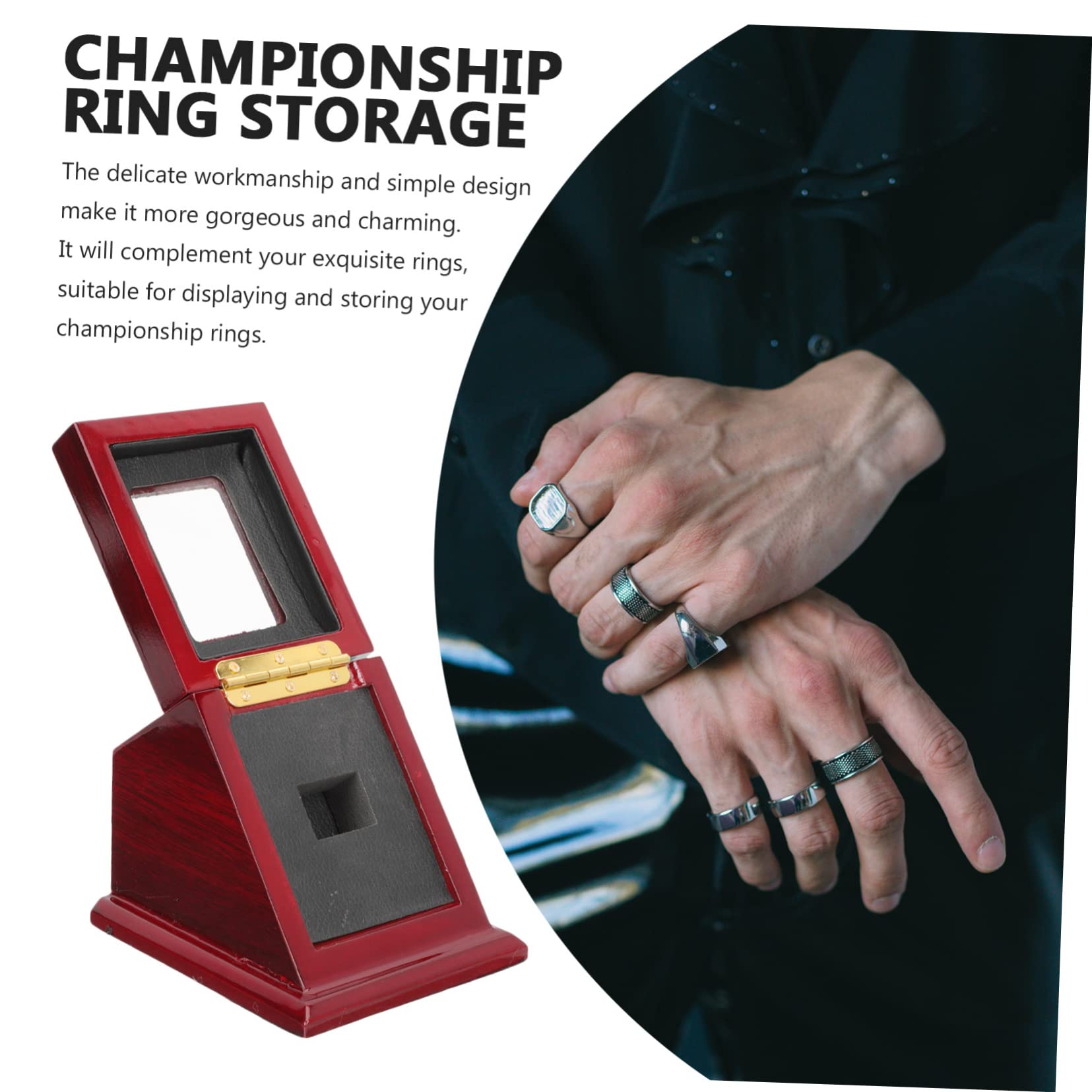 VALICLUD Box Ring Aufbewahrung Tischvitrine Ringhalterung Klar Vitrine Meisterschaft Ringe Erinnerungsstücke Vitrinen Baseball Fall Display Sport Party Trophäe Metall Spielzeug