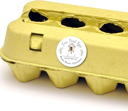 Miniatura 6 de Pegatinas de huevos de granja colocados en fecha de recogida | Rollo de 350 piezas | Tarjeta de instrucciones de manejo colorido de Coop de 2