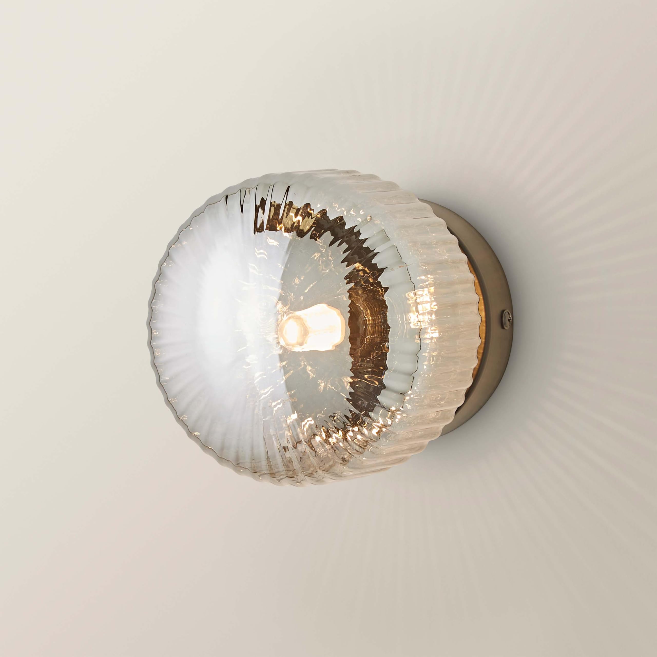 ValueLights | Calpe Small Matte Black Smoked Ribbed Glass Flush Ceiling Wall Light | Wall Lights, Home Décor & Improvement Essential | Mains Wired