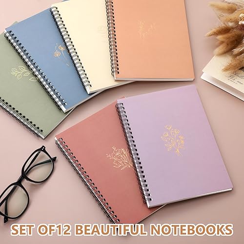 Miniatura 4 de Fuutreo 12 cuadernos en espiral para el trabajo A5 de 8.3 x 5.7 pulgadas, cuaderno de espiral con rayas universitarias, cuaderno de papel de estraza