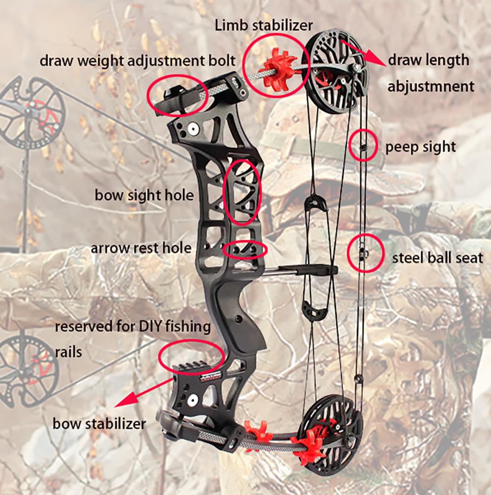 Arc à Poulies NMCPY 30-80lbs 340FPS – Ambidextre Chasse Hunting